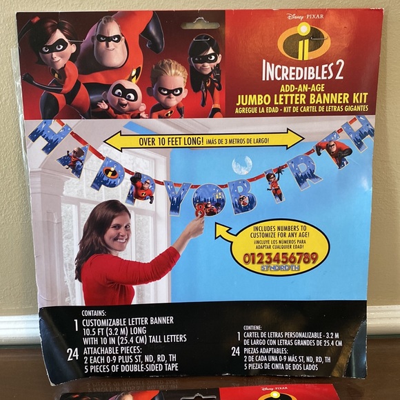 Incredibles 2 Banner and swirl decorations - Picture 2 of 7